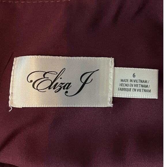 Eliza J Dress floral long sleeve tiered dark red size 6 - Picture 6 of 7